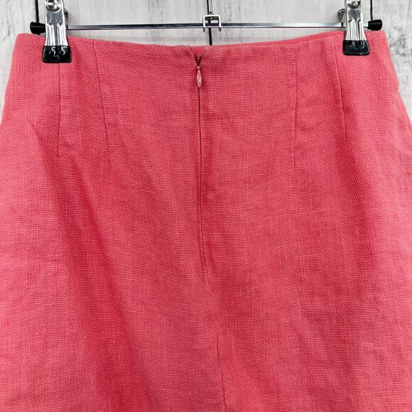 Linda Allard Ellen Tracy US 4 VINTAGE 80s Pink LINEN SILK Blend Pencil Skirt - Picture 4 of 9